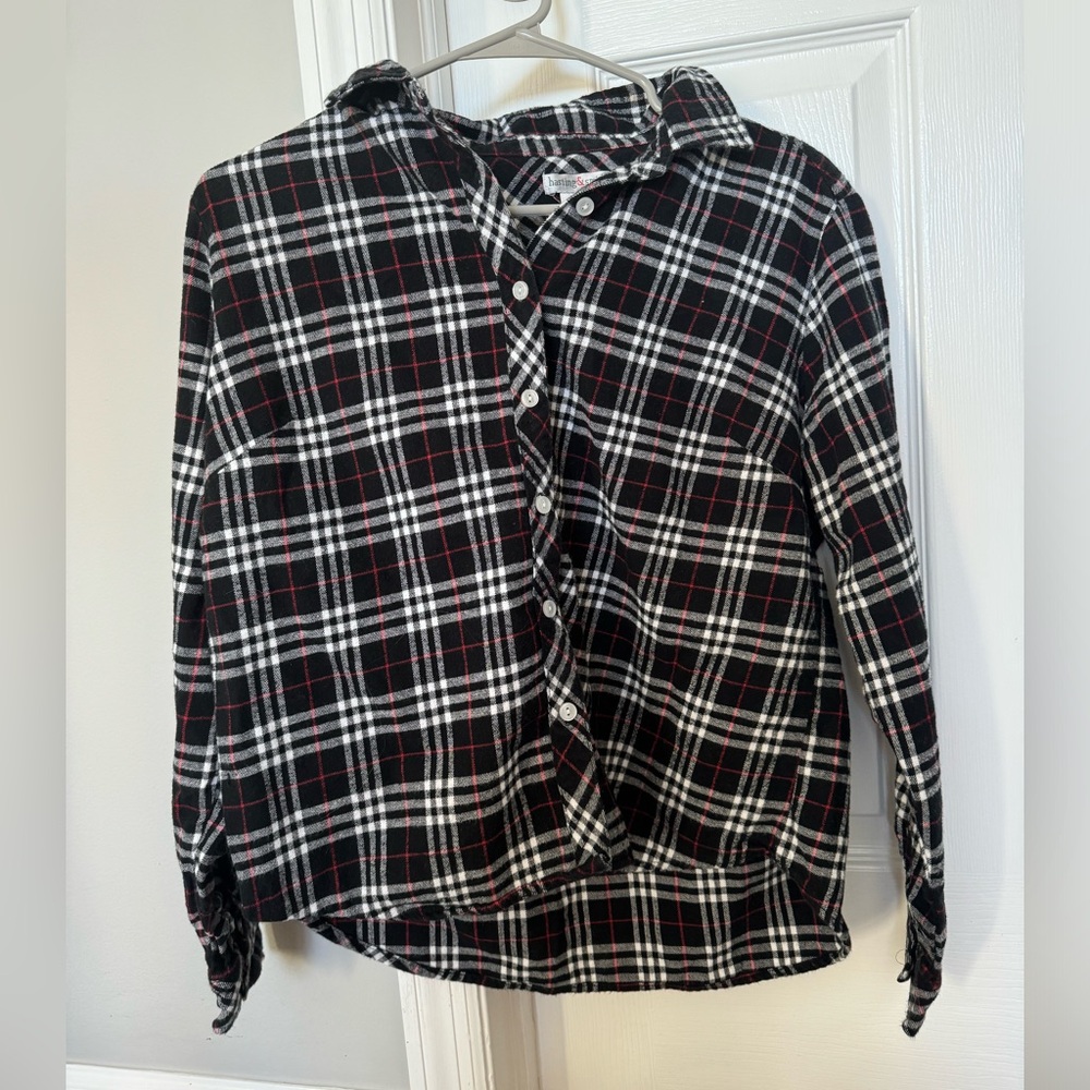 Black and red plaid button-up flannel